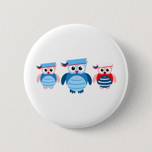 Badge Rond 5 Cm Hiboux nautiques de marin (Devant)
