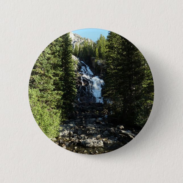 Badge Rond 5 Cm Hidden Falls dans le parc national du Grand Teton (Devant)