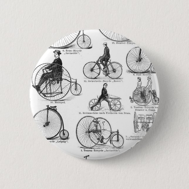 Badge Rond 5 Cm high wheeler bicycle penny farthing (Devant)