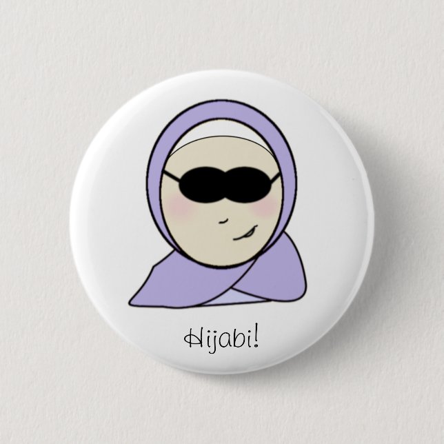 Badge Rond 5 Cm Hijabi frais - fille musulmane islamique avec la (Devant)