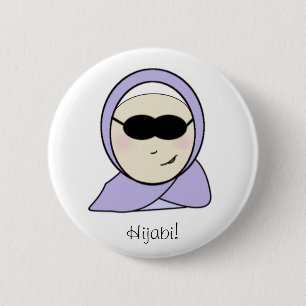 Badge Rond 5 Cm Hijabi frais - fille musulmane islamique avec la