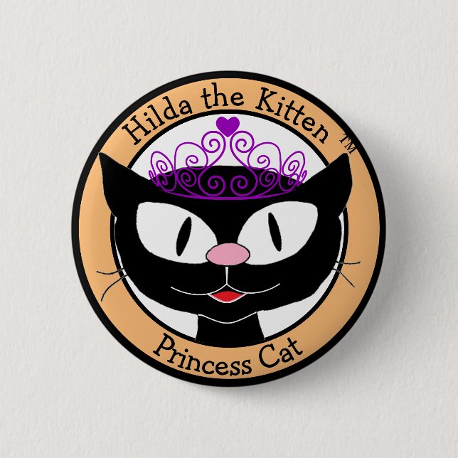 Badge Rond 5 Cm Hilda le Chaton™ Princesse Chat (Chat de Dessin An (Devant)