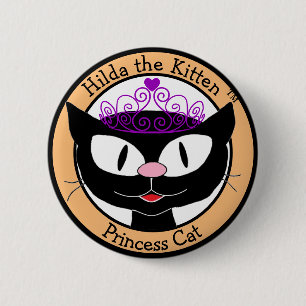 Badge Rond 5 Cm Hilda le Chaton™ Princesse Chat (Chat de Dessin An