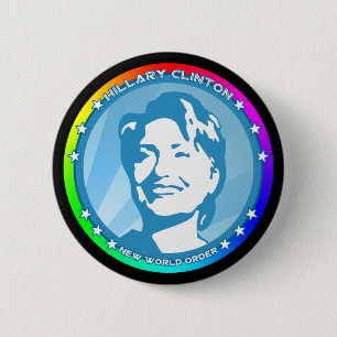 Badge Rond 5 Cm hillary Clinton. arc-en-ciel