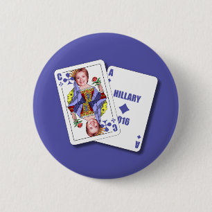Badge Rond 5 Cm Hillary Clinton comme cartes de nerf de boeuf pour