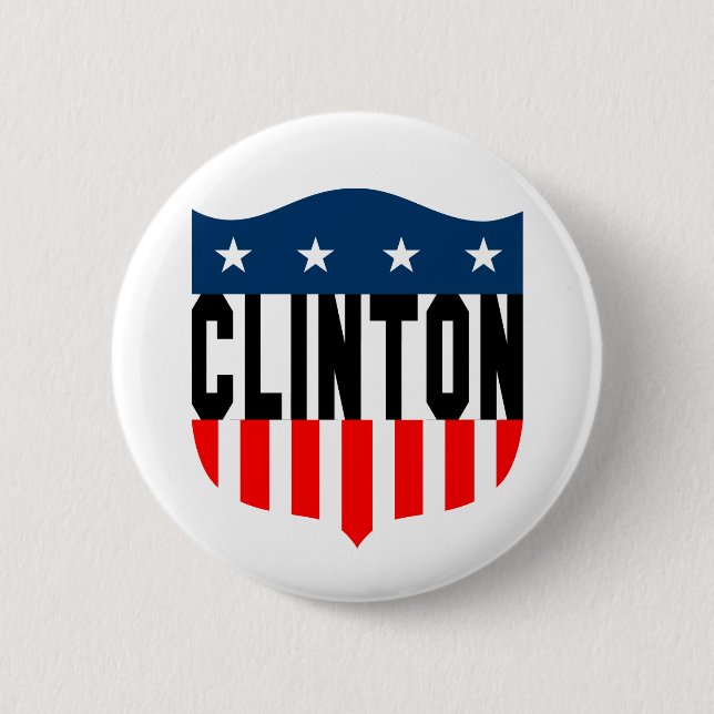 Badge Rond 5 Cm hillary Clinton : étoiles et rayures : (Devant)