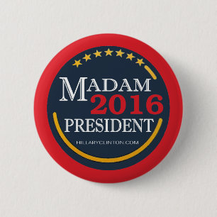 Badge Rond 5 Cm Hillary Clinton, Madame président