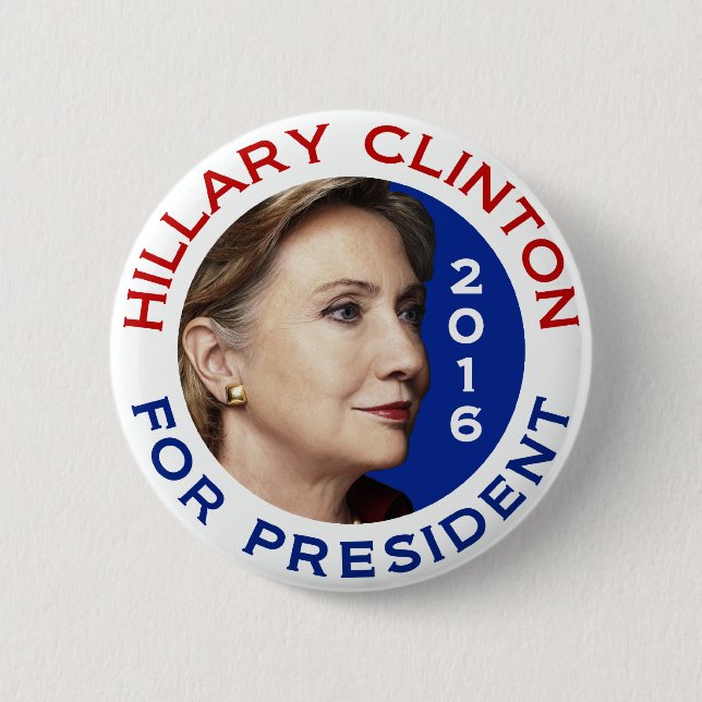Badge Rond 5 Cm Hillary Clinton pour le président 2016 (Devant)