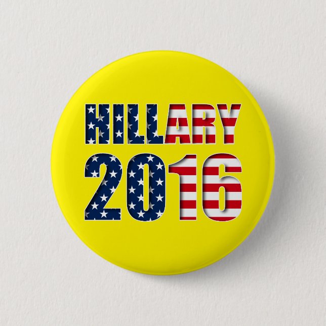 Badge Rond 5 Cm Hillary Clinton pour le président 2016 bouton (Devant)