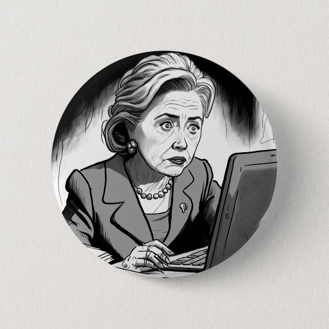 Badge Rond 5 Cm Hillary Clinton supprime 33 000 courriels (Devant)