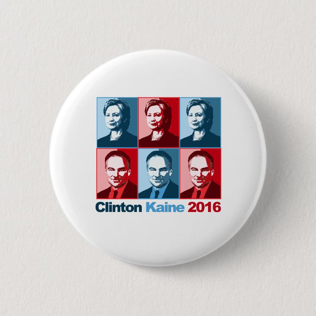 Badge Rond 5 Cm Hillary Clinton Tim Kaine 2016 (Devant)