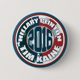 Badge Rond 5 Cm Hillary Clinton Tim Kaine en 2016