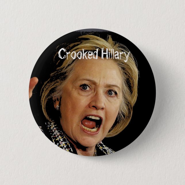 Badge Rond 5 Cm Hillary Clinton tordue (Devant)