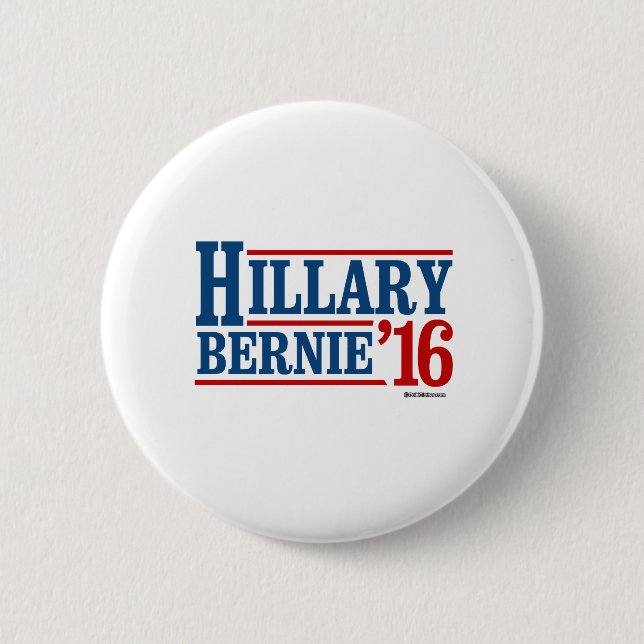 Badge Rond 5 Cm Hillary et Bernie en 2016 (Devant)