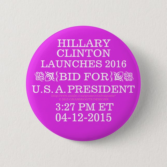 BADGE ROND 5 CM HILLARY LANCE UNE OFFRE POUR LE PRÉSIDENT 04-12-20 (Devant)