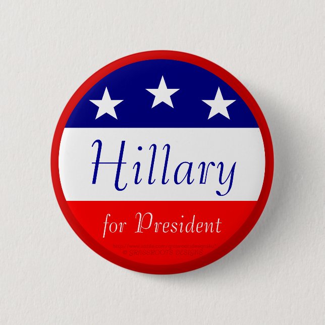 Badge Rond 5 Cm Hillary pour le président (Devant)
