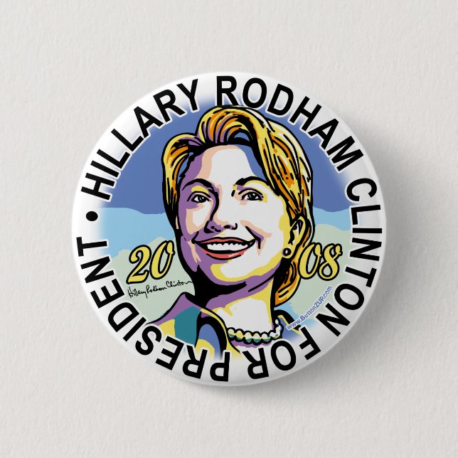 Badge Rond 5 Cm Hillary Rodham Clinton pour le Président Button (Devant)
