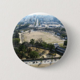 Badge Rond 5 Cm Himeji, Japon (Vue du château haut)