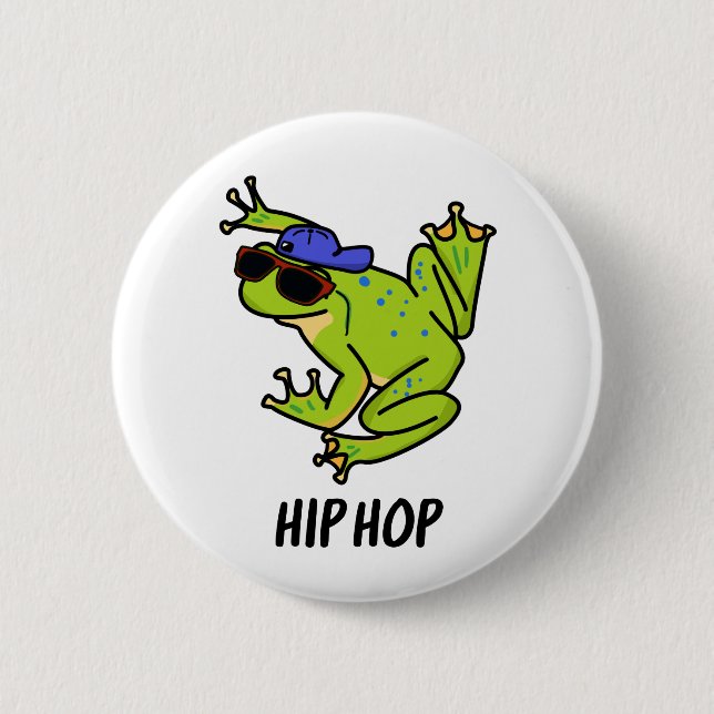 Badge Rond 5 Cm Hip hop Funny Hopping Frog Pun (Devant)