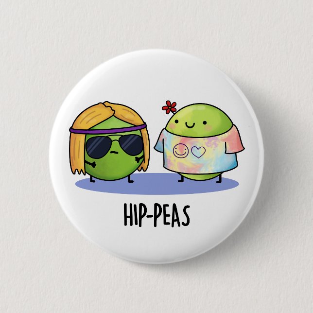 Badge Rond 5 Cm Hip-Peas drôle Hippie Peas Pun (Devant)