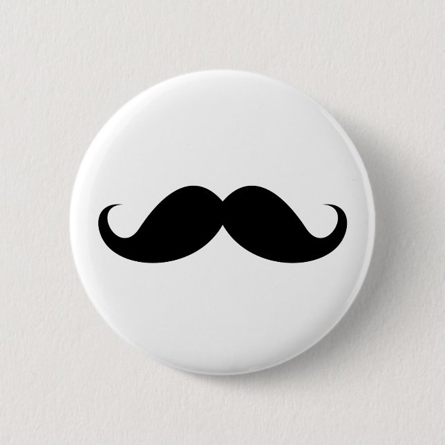 Badge Rond 5 Cm Hippie à la mode de moustache noire drôle de (Devant)