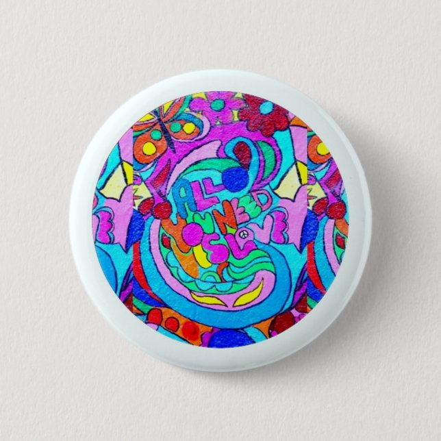 Badge Rond 5 Cm hippie amour super (Devant)