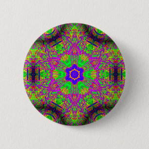 Badge Rond 5 Cm hippie bleu à six côtés super