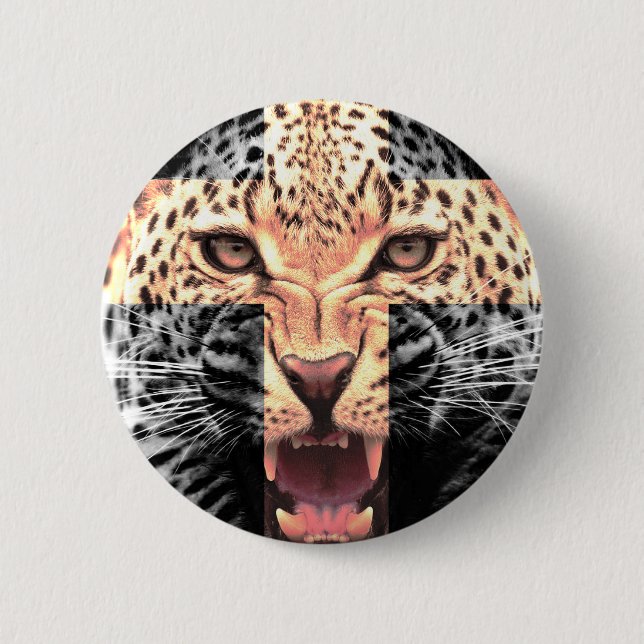 Badge Rond 5 Cm Hippie croisé de léopard (Devant)