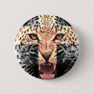 Badge Rond 5 Cm Hippie croisé de léopard