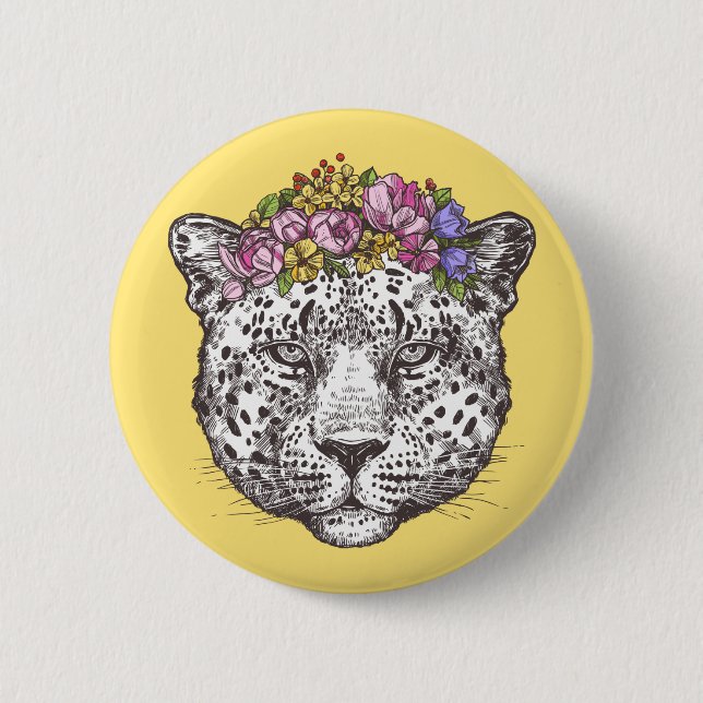 Badge Rond 5 Cm Hippie de léopard chic (Devant)