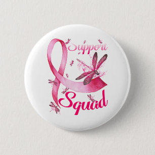 Badge Rond 5 Cm Hippie Dragonfly rose Ruban Cancer du sein