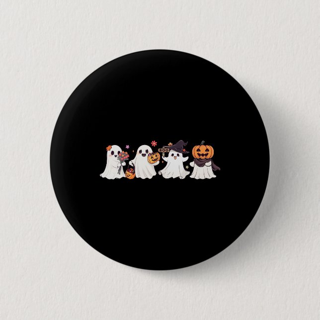 Badge Rond 5 Cm Hippie Halloween mignonne Ghost Boo Saison Éffraya (Devant)