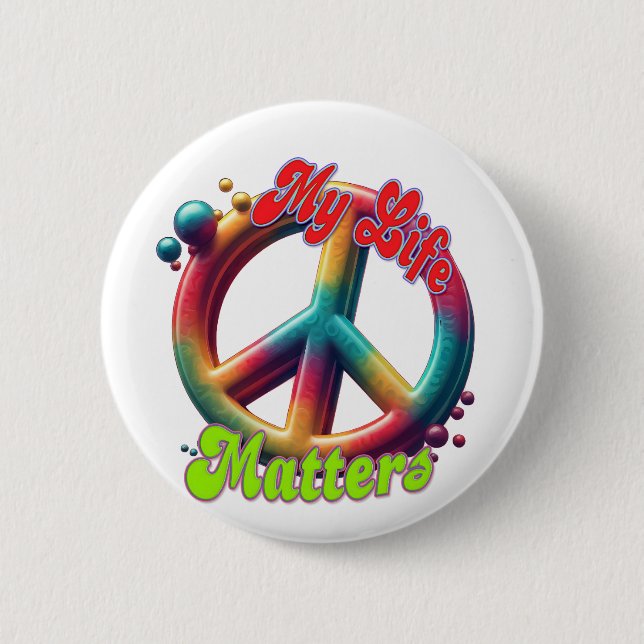 Badge Rond 5 Cm Hippie Love Peace Life Matters Custom  (Devant)