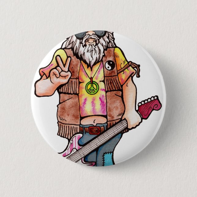 Badge Rond 5 Cm Hippie Père Noël (Devant)