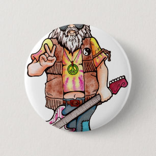 Badge Rond 5 Cm Hippie Père Noël