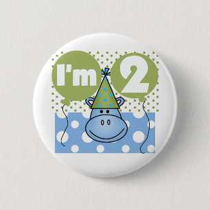Badge Rond 5 Cm Hippo 2e Anniversaire Tshirts et cadeaux