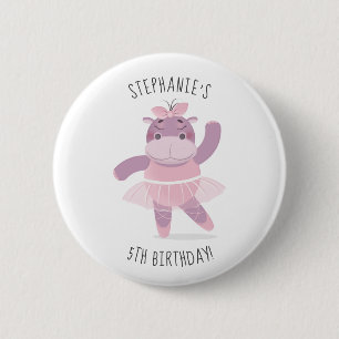 Badge Rond 5 Cm Hippo Ballerina