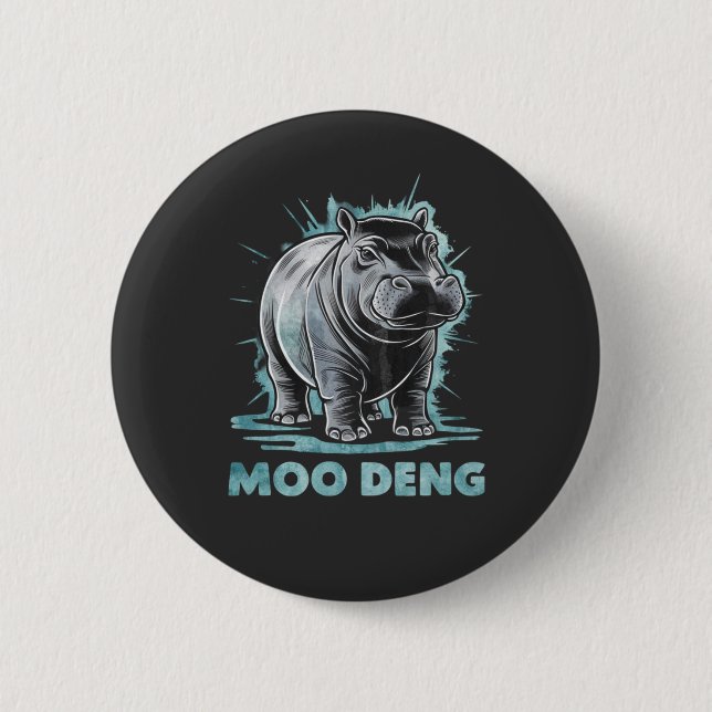 Badge Rond 5 Cm Hippo Radiant Moo Deng (Devant)