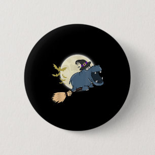 Badge Rond 5 Cm Hippo Sorcière Casquette équitation Broom Stick Zo
