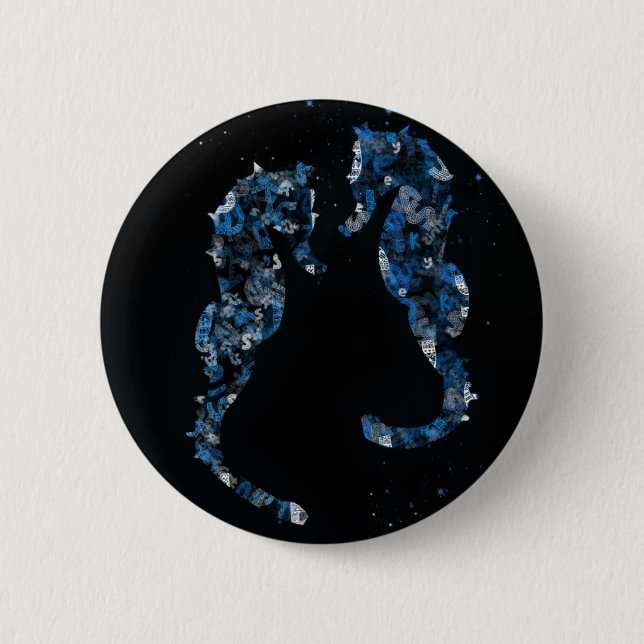 Badge Rond 5 Cm hippocampe (Devant)