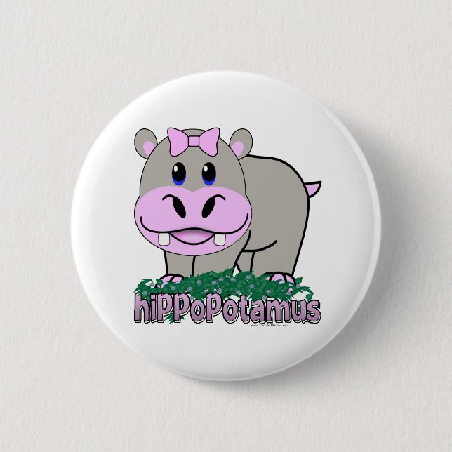 Badge Rond 5 Cm Hippopotame (Devant)