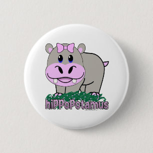 Badge Rond 5 Cm Hippopotame