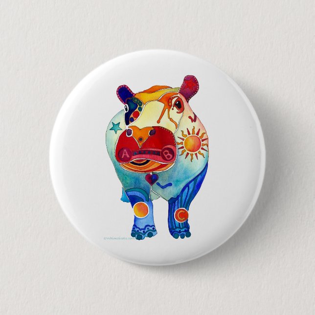 Badge Rond 5 Cm Hippopotame (Devant)