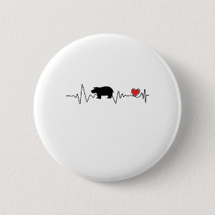 Badge Rond 5 Cm Hippopotame d'amour d'hippopotame de bébé de Fio
