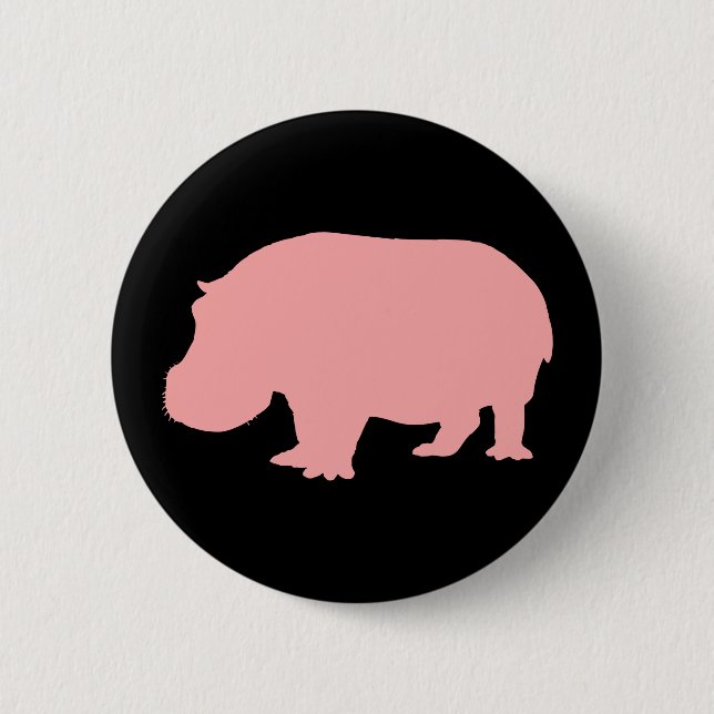 Badge Rond 5 Cm Hippopotame rose (Devant)