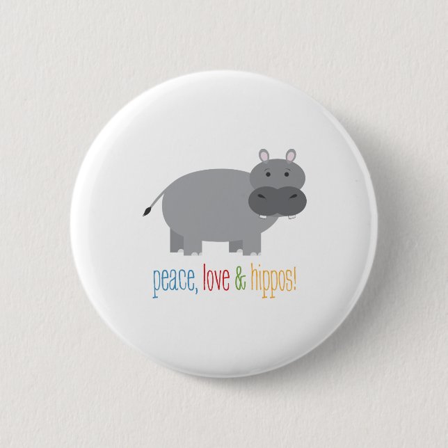 Badge Rond 5 Cm Hippopotames (Devant)