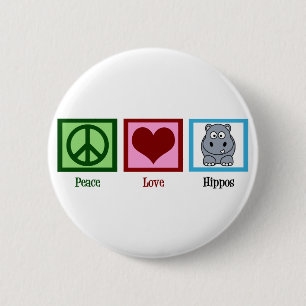 Badge Rond 5 Cm Hippopotames d'amour de paix