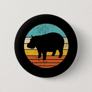 Badge Rond 5 Cm Hippopotomas Soleil rétro