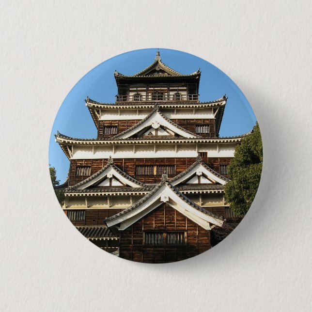 Badge Rond 5 Cm Hiroshima Castle 広 島 城, Hiroshima, Japon (Devant)