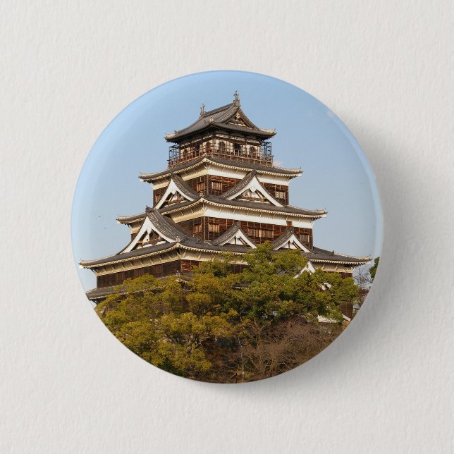 Badge Rond 5 Cm Hiroshima Castle 広 島 城, Hiroshima, Japon (Devant)